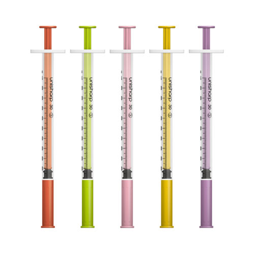 USF webshop syringes 2024 Unisharp 30G Syringes – Assorted Colours (Pack of 5)